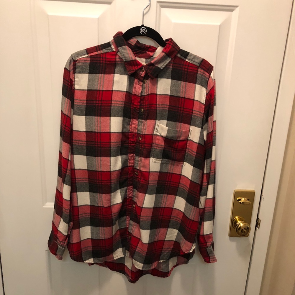Red plaid flannel shirt